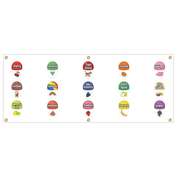 Signmission 15 Flavors Snow Cone Banner Heavy Duty 13 Oz Vinyl with Grommets B-72 15 Flavors Snow Cone - main